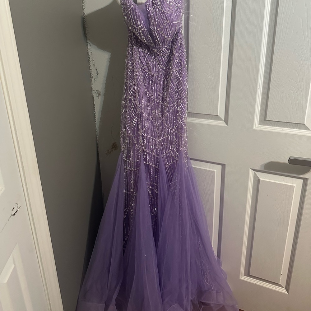 NWOT light purple beaded mermaid gown
